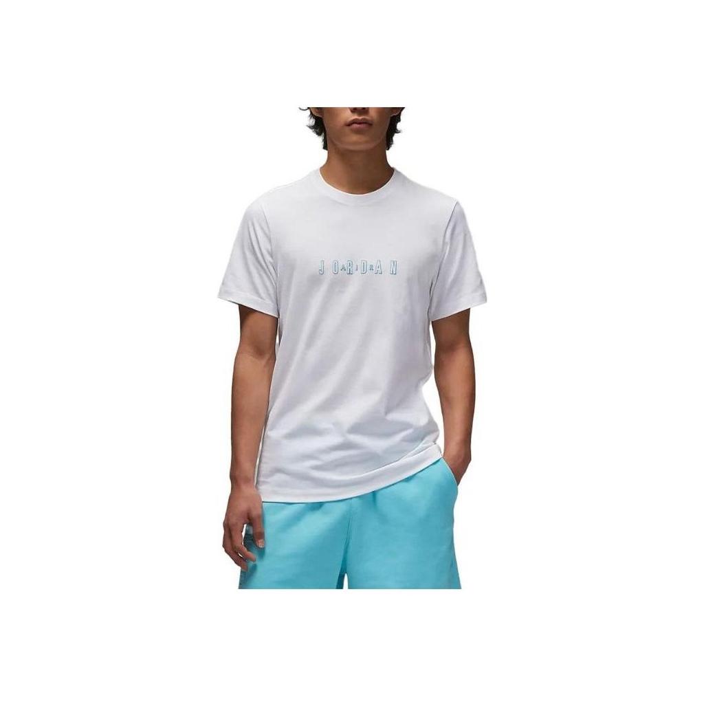 Jordan Amerikanisches Retro-Logo-Print Cooles Buchstaben Rundhals Kurzarm T-Shirt Herren Tops Weiß DX9580-100