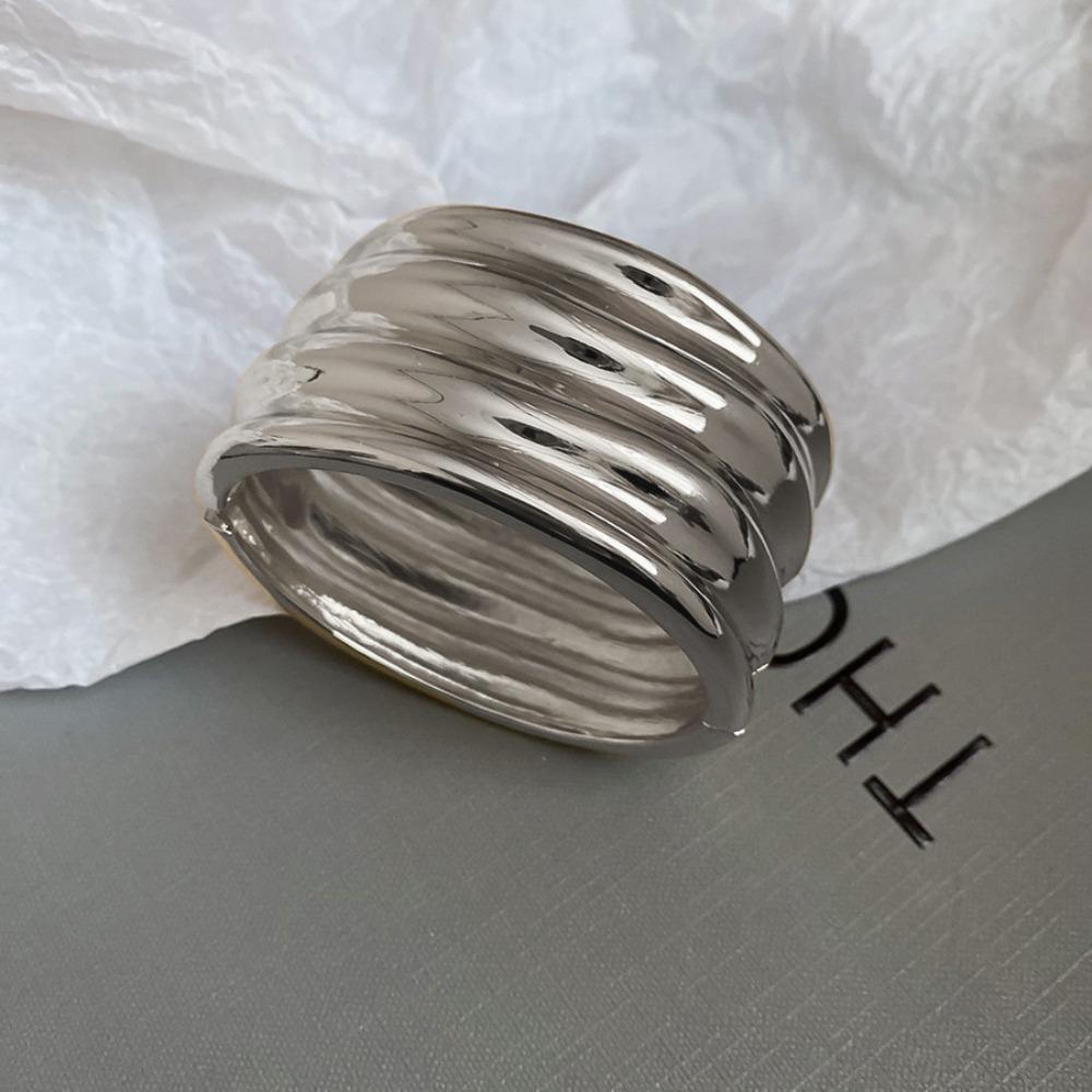 Gold Silber Farbe Zink Zinklegierung Weit Offener Armreif Europa Amerikanischer Stil Übertriebenes Armband Dekoration