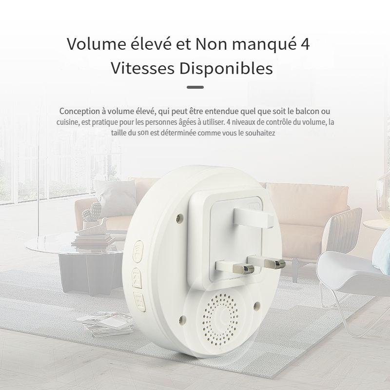 2 Receiver Wireless Doorbell with 180 Range Adjustable Volume IP68 Waterproof 58 Melodies White