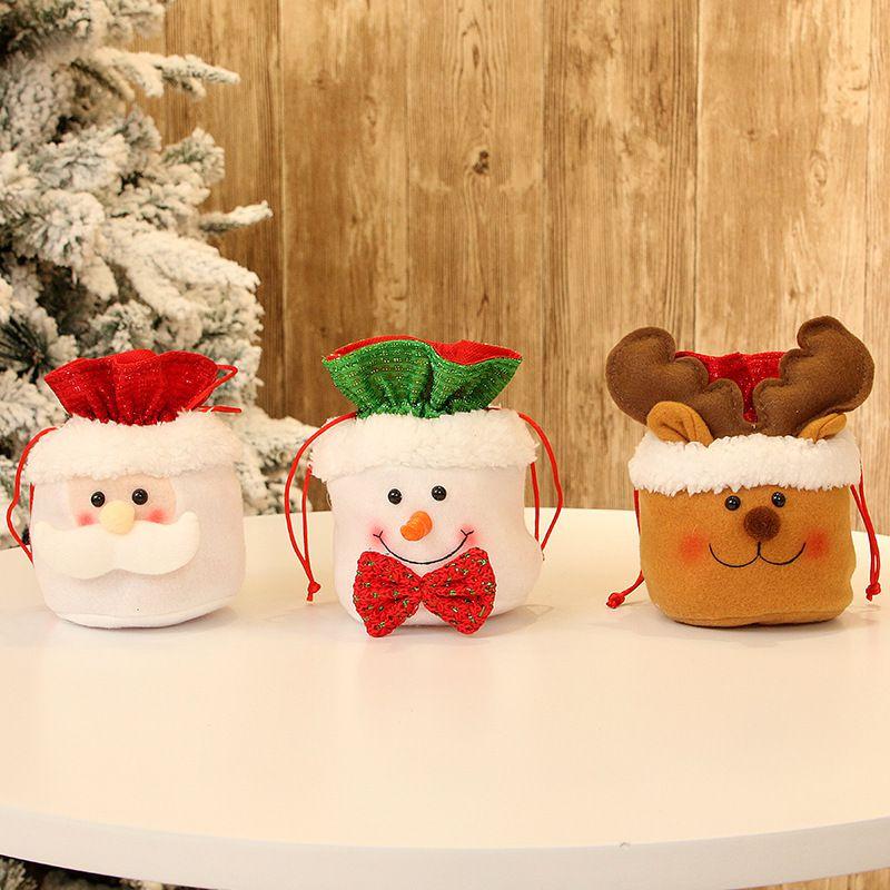 Charming Christmas Kids Gift Candy Bags Featuring Santa Claus Snowman And Elk Design