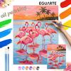 DIY Digital Oil Painting Kit. Flamingo Sunset Tropical Beach Scene Adult Art Gift Home Decor Wall Art Painting