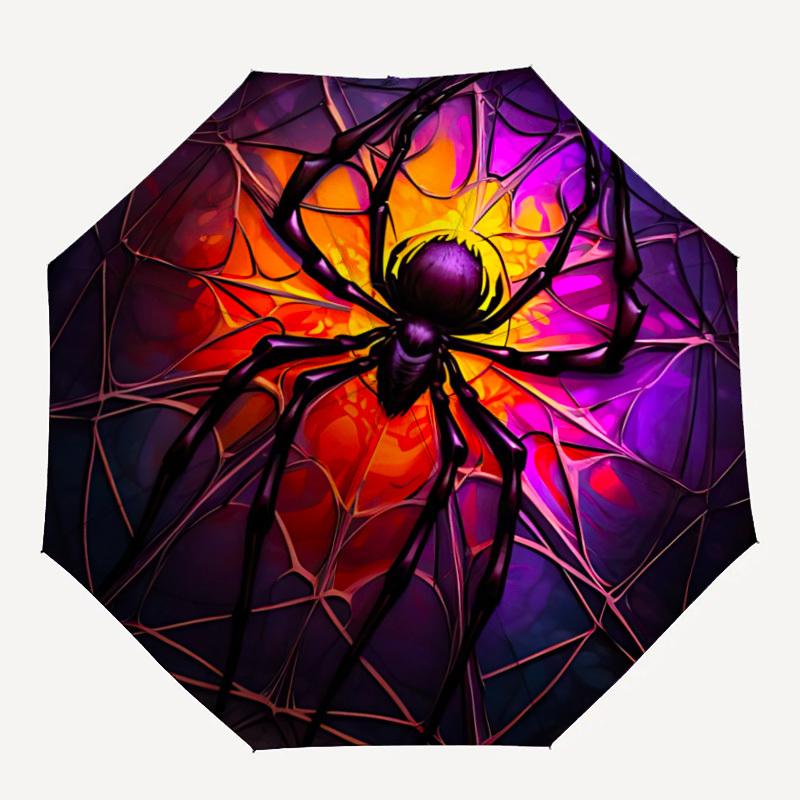 

1pc Spider Web Automatic Folding Umbrella, Lightweight Retractable Compact Travel Umbrella, 8-Rib Sturdy Frame, Fine Outdoor Umbrella080
