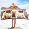 Microfiber Lightweight Thin Beach Towels for Adult and Kid Compact Personalized Sand Free Swim Pool Blanket Pug-dog puppy Print