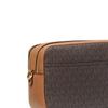 Michael Kors Bryant Signature Logo Print Faux Leather Crossbody Shoulder Bag Medium Women's Dark Brown and Acorn Brown