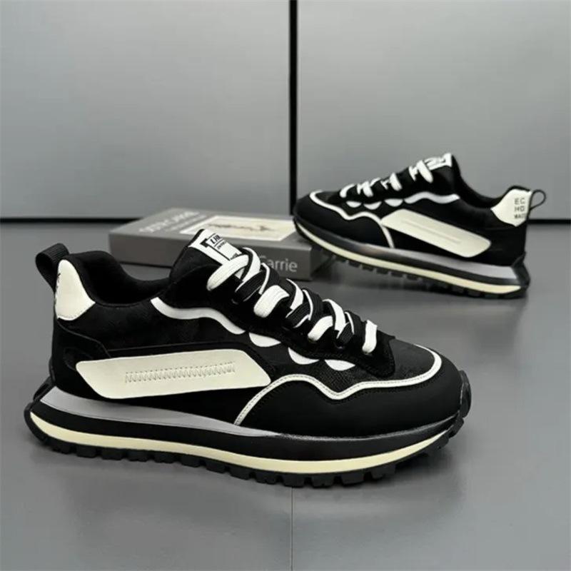 

2025 spring new breathable trend men s shoes fashion color matching versatile high sense sports leisure men s dad shoes 39 чёрный