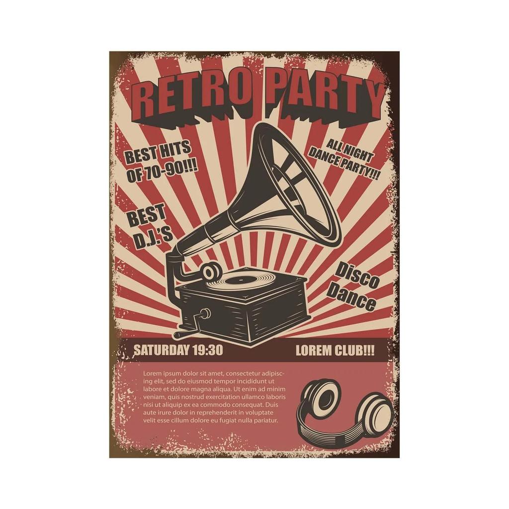 Vintage Tin Signs Decor Rock Music Metal Posters Retro Guitar Rock Party Metal Plates Room Wall Art for Bar Pub Club