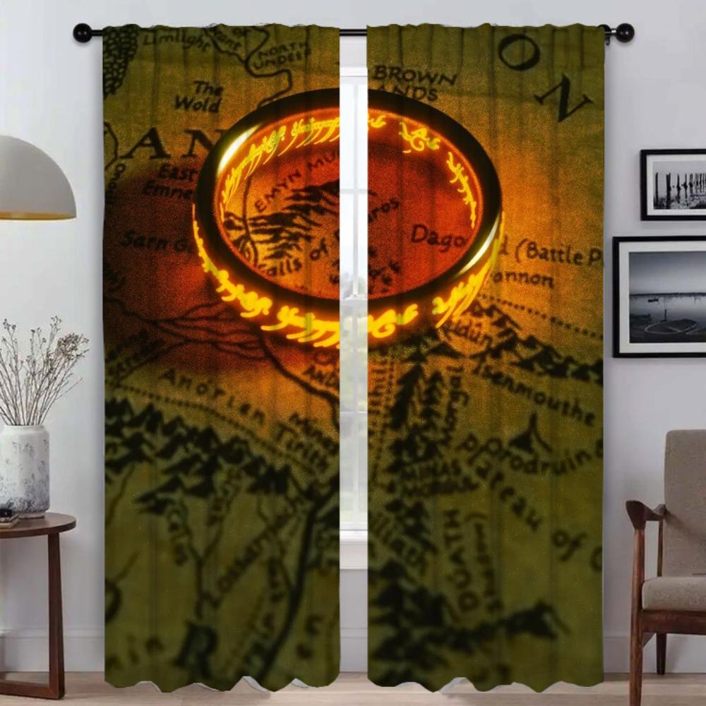 

Кухонные шторы 2 шт. Властелин колец Шторы для детской комнаты Оконные шторы Шторы Разделение Хэллоуин Украшения Гостиная W50xH70cmx2pcs-CL
