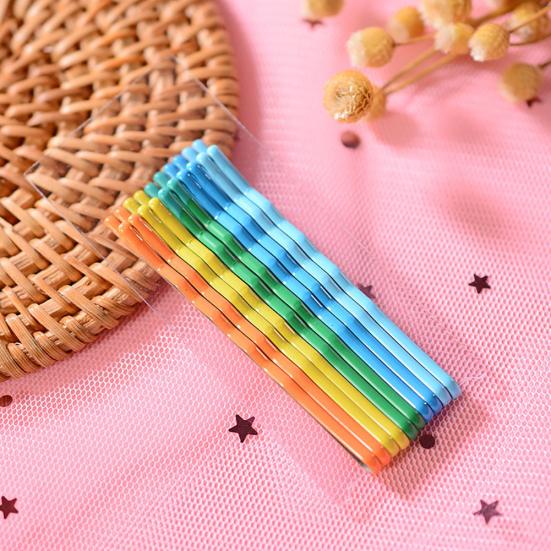 10Pcs Girl Rainbow Magnoloran Wavy Bobby Pins Hair Clip Hairpin Hairdressing
