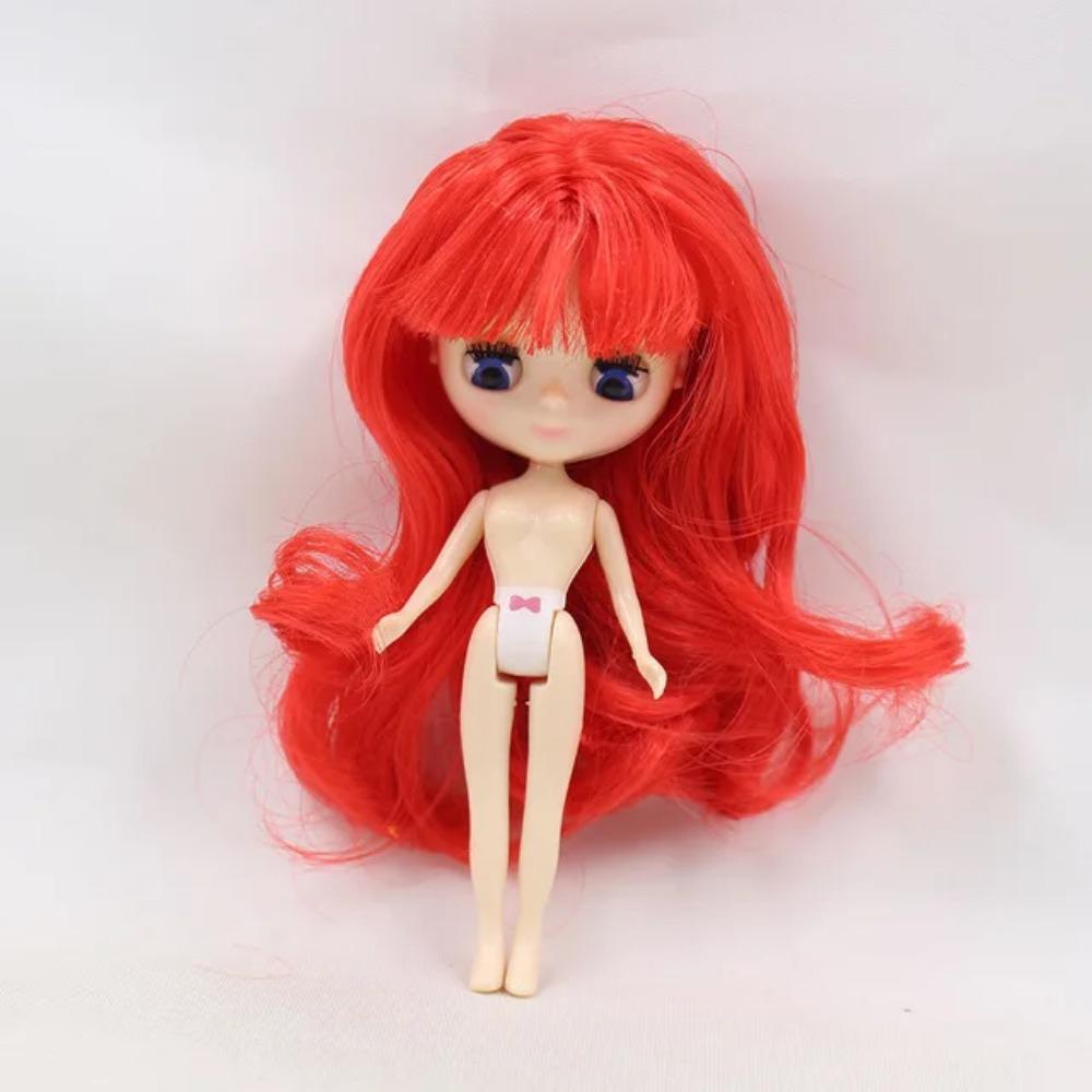 Mini Blyth with bangs nude doll 10CM different hair color with random dress cloes eyes normal body DIY fashion toys