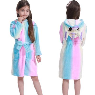 Children Nightgowns Kigurumi Hooded Bathrobes Kid Animal Bath Robe Rainbow Unicorn Sleepwear for Boys Girls