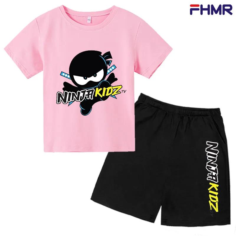 Summer Kids Ninjago T-shirt Set Boys' Clothing  Leisure Cotton PikachuShort Sleeve Preschool 3-12 Girls' Cartoon Animal Print