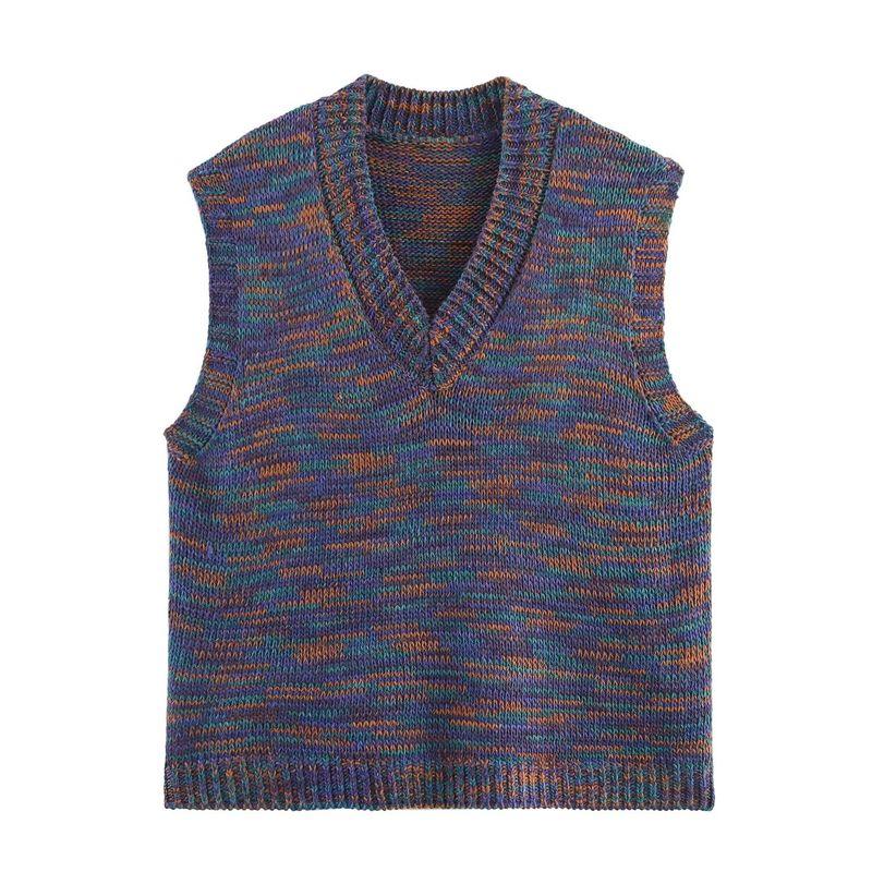 Kaslead New Women clothes Western Style Fashion Simple and Versatile Ice Island Hair Sweater vest Vest