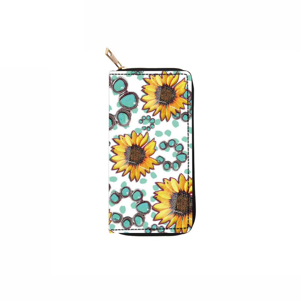 

Подсолнух Длинный кошелек на молнии Цветок Хризантема Подсолнух Клатч