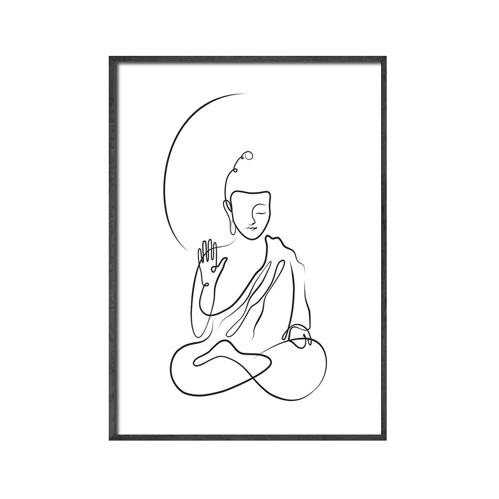 Meditierende Buddha Linie Leinwand Malerei Poster Minimalistischen Zen Eine Linie Zeichnung Namaste Zitat Yoga Wand Kunst Wohnkultur