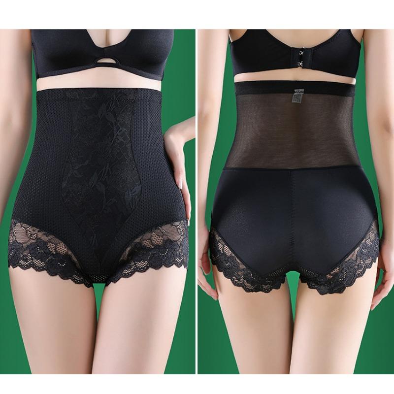 High Waist Lace Hip Lifting Cotton Crotch Women Slim Shape Briefs