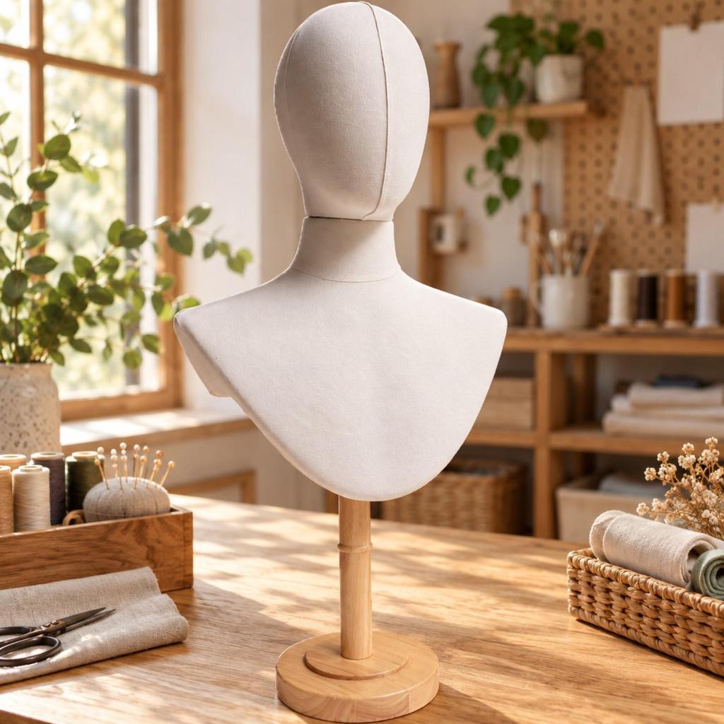 Head and Bust Mannequin Pin-Friendly Accessory Display Freestanding