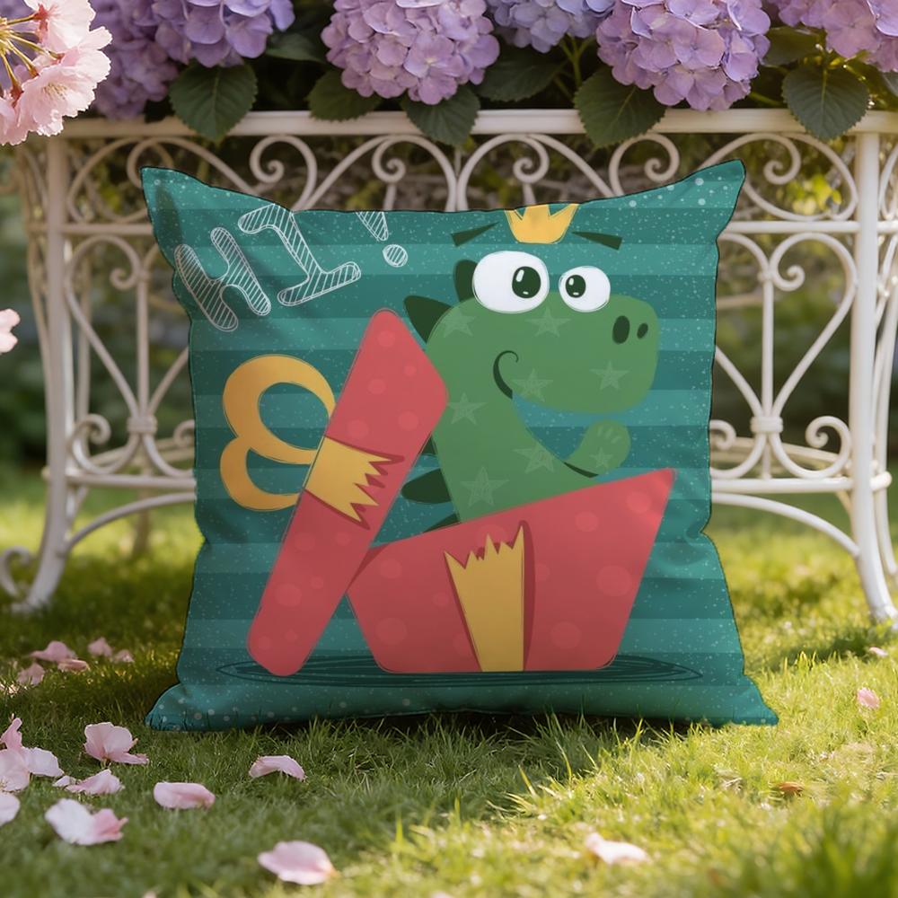 Cute Cartoon Dinosaur Cushion Cover Home & Car Dual-Scene Pillow Cover: Reversible for Premium Comfort