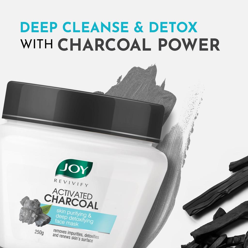 JOY Aktywny Węgiel Maseczka do Twarzy 250g Maseczka Glinkowa do Oczyszczania Skóry Detoks Kontrola Oleju