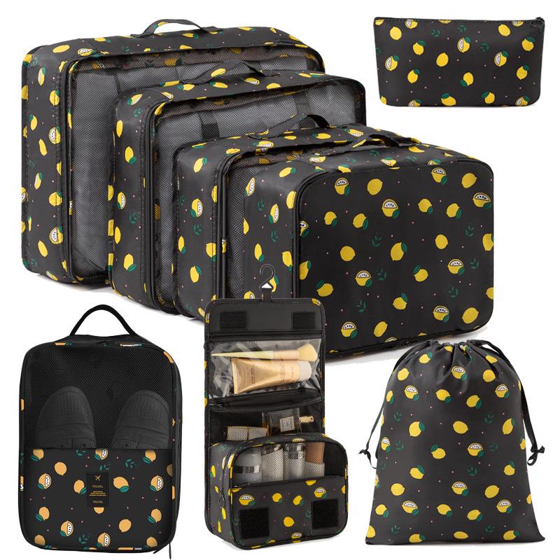 Eight-Piece Waterproof Travel Storage Bag Set for Business Trips - Large Capacity