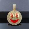 Hip Hop New Product Full Diamond Smiling Face USD Alloy Pendant Personalized European and American Men's Cuban Chain Rock Bounce Di Necklace