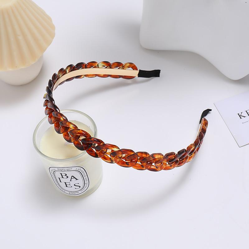 Tie Dye Chain Acetic AcidTwisted Braid Hairband Acrylic Headband  for Women Girls Hair Accessories