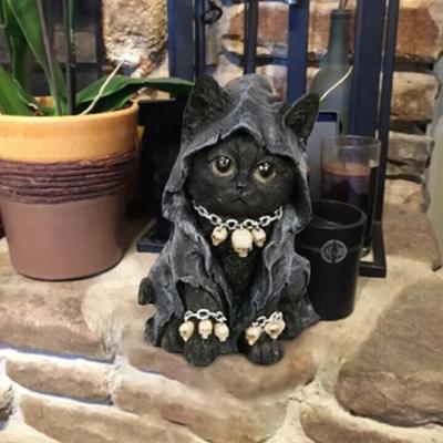 Gothic Cat Witch Decorated Garden Halloween Figurine  Decoration Accessories Decorations for Home Desk  Decor Modern