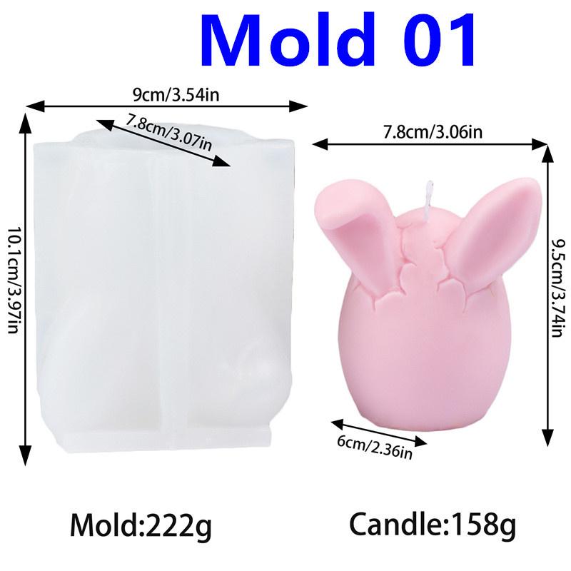 Easter Bunny Egg Silicone Candle Mold DIY Cute Spring Easter Egg With Bowknot Rabbit Ear Sculpture Candle Soap Decoration Party