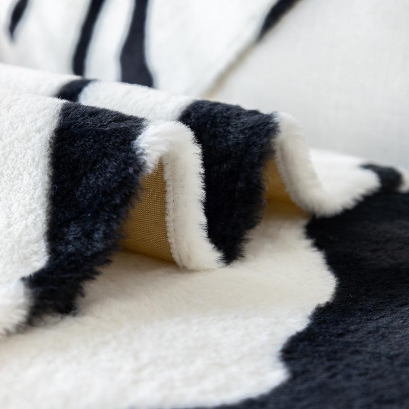 Winter Plüsch Gestreiftes Sofakissen Neu Ganzjahres Kaninchen Samt Leder Sofaüberwurf Überzug Stoff Warmes Samtkissen