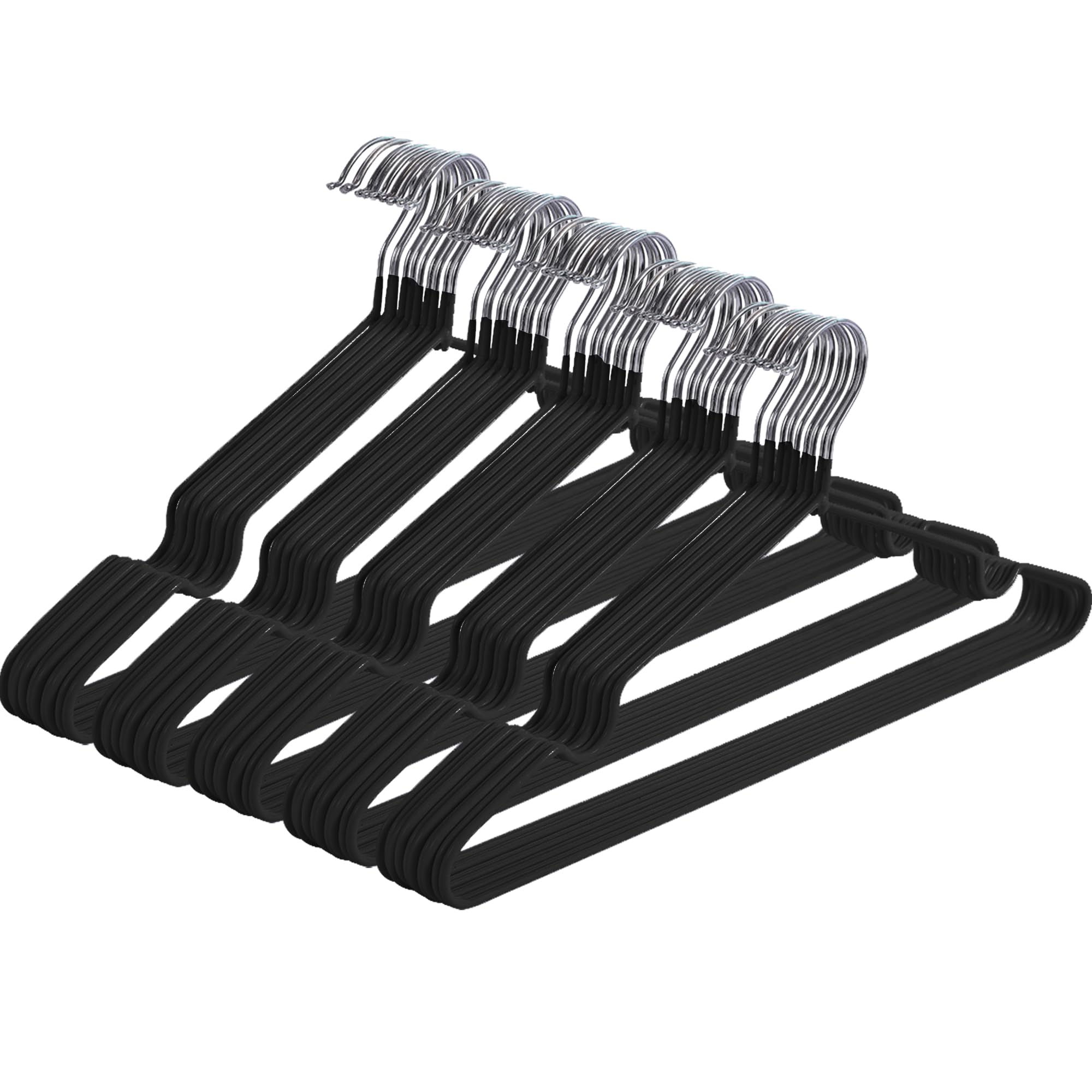 

HOSUR Prevents Clothes from Losing PVC Special Rubber Non-Slip Hangers, 50-Pack, Slim, Lightweight, Shape, Coating, Stylish, Non-Slip, Wet/Dry Use, чёрный