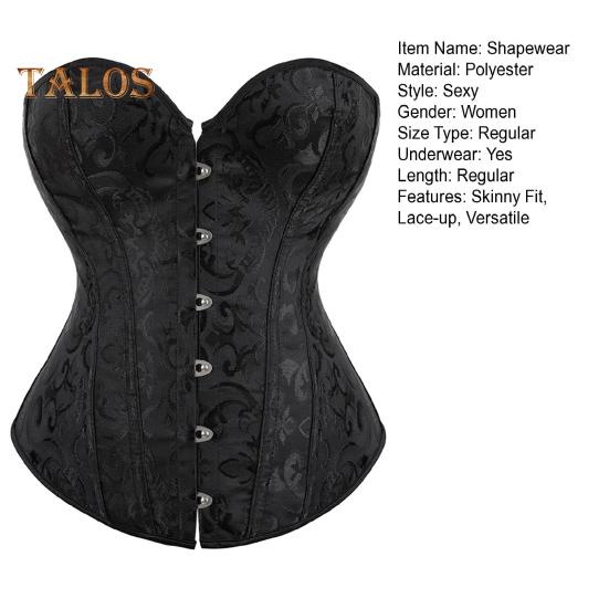 Women Shapewear Lace Up Overbust Corset Bustier Top Hourglass Figure Push-up Bodyshaper with 12 Bones