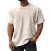 Men's Summer Retro Washed Round Neck Distressed Top Loose Short-sleeved T-shirt