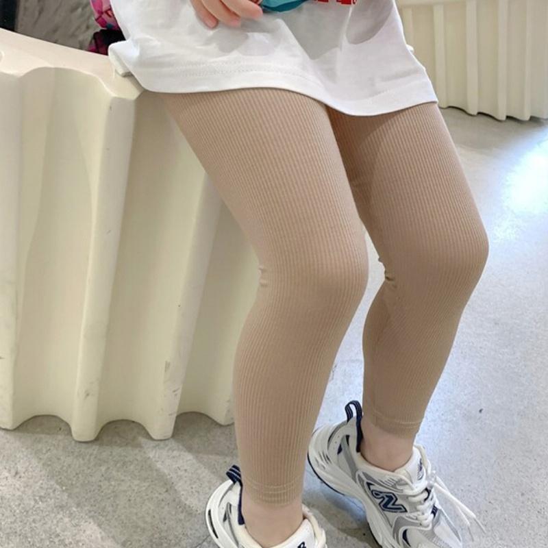 

Детские леггинсы, укороченные брюки для девочек, тонкие детские брюки карамельного цвета 90