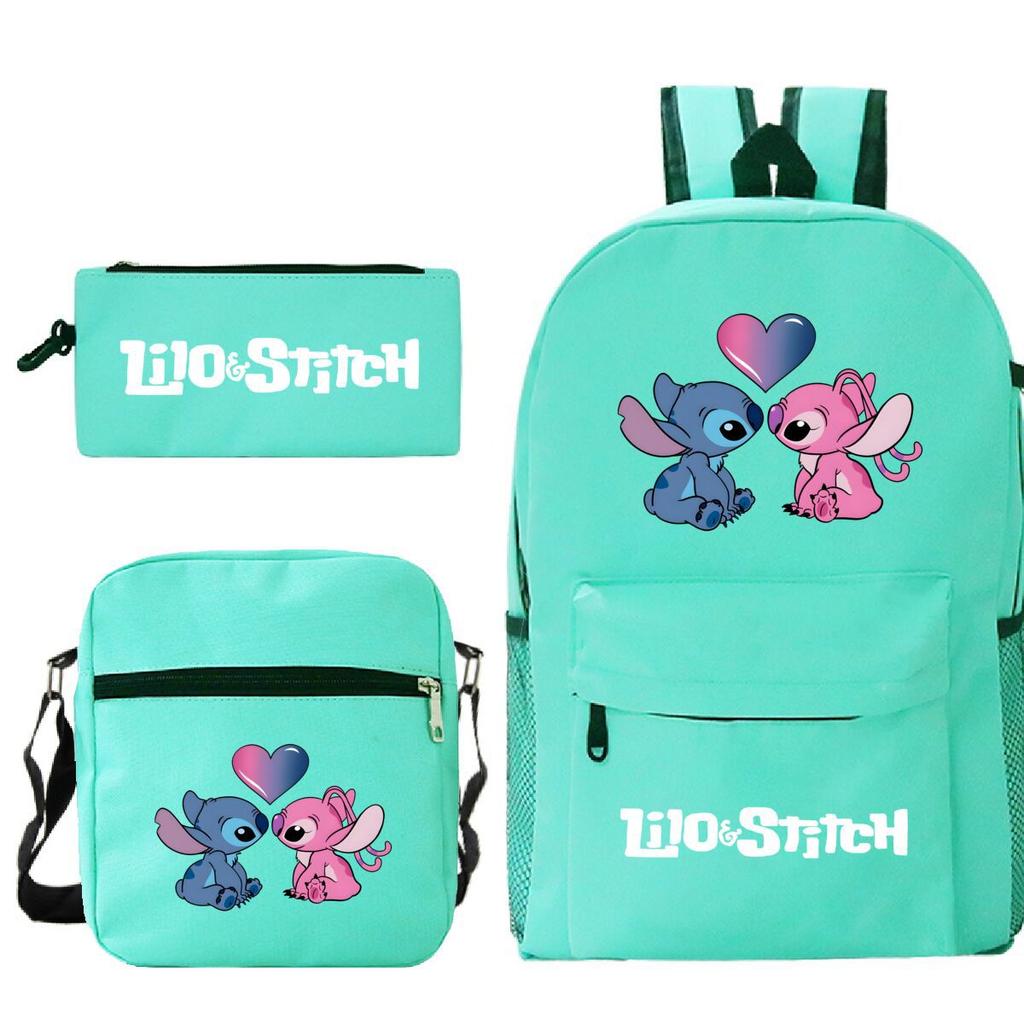 3 Piece School Backpack Set for Students Large Capacity Oxford Cloth Schoolbag with Shoulder Strap and Pencil Case