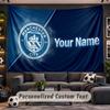 Manchester City Personalized Tapestry Support Custom Name, Wall Art Home Decoration