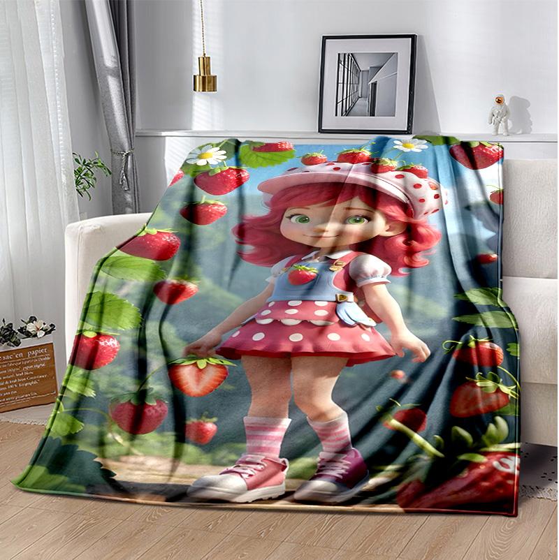 Erdbeer-Flanell-Decke Weich Warm Ganzjahres-Überwurf, Design für Camping, Autoreisen, Wandern Sofa, Bett, Büro Perfektes Geschenk für Partys