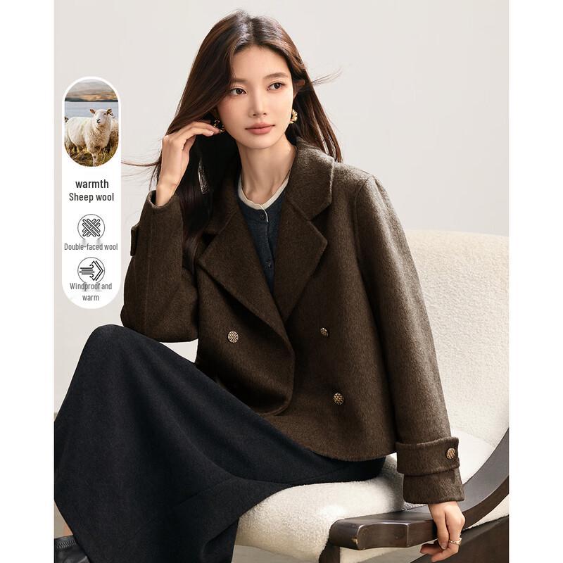 

TERRE BLEUE Женское пальто с лацканами из смесовой шерсти M