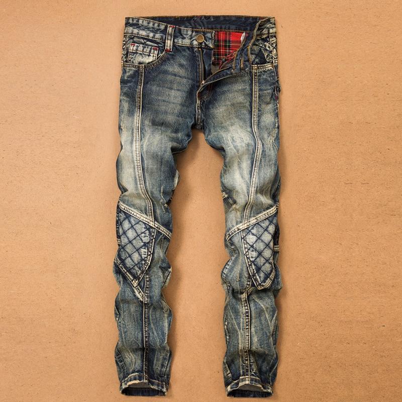Jeans pour Hommes Pantalon Cargo Épissage Pantalon en Denim Biker Haute Qualité Mâle Droit Décontracté Designer Militaire Multi-Poches