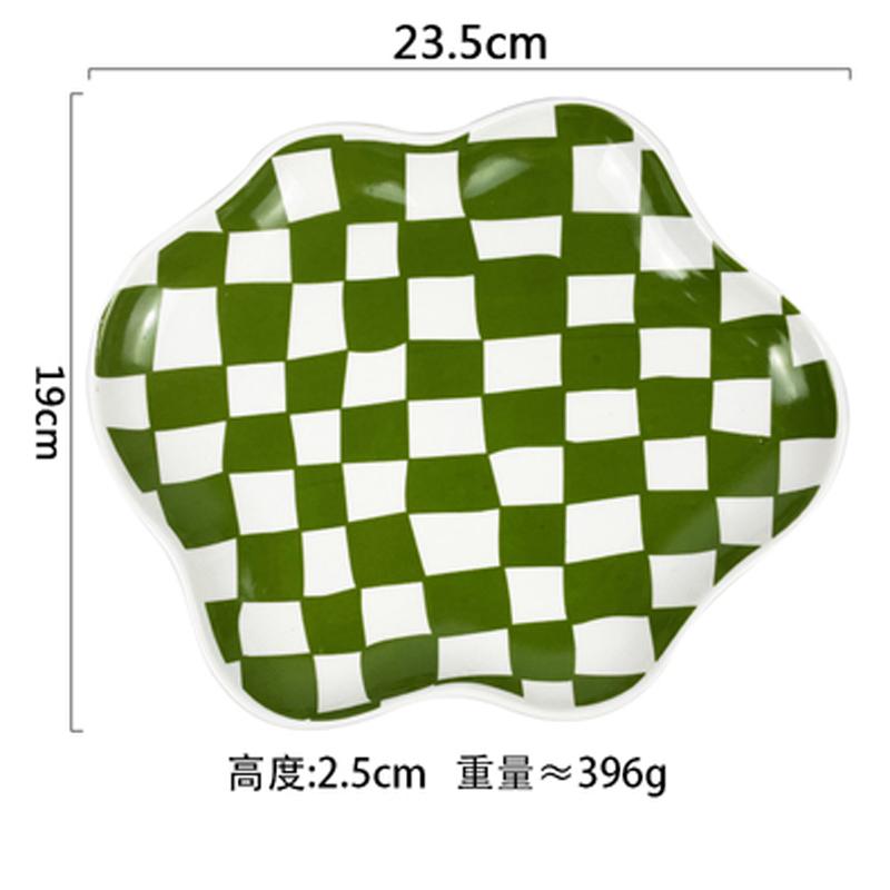

Европейская шахматная доска Керамическая тарелка Черно-белая клетчатая нестандартная посуда Обеденная тарелка Обеденный набор Тарелки и блюда зелёный