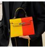 Color Block Kelly Bag: Trendy Two-Tone, Large Capacity, Versatile Shoulder & Crossbody Bag for Work Commute.