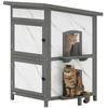 Casa de Gato para Exteriores, Casa de Madera para Gatos, Múltiples Entradas, Ventana, Impermeable, 60 x 60 x 88 cm, Blanca