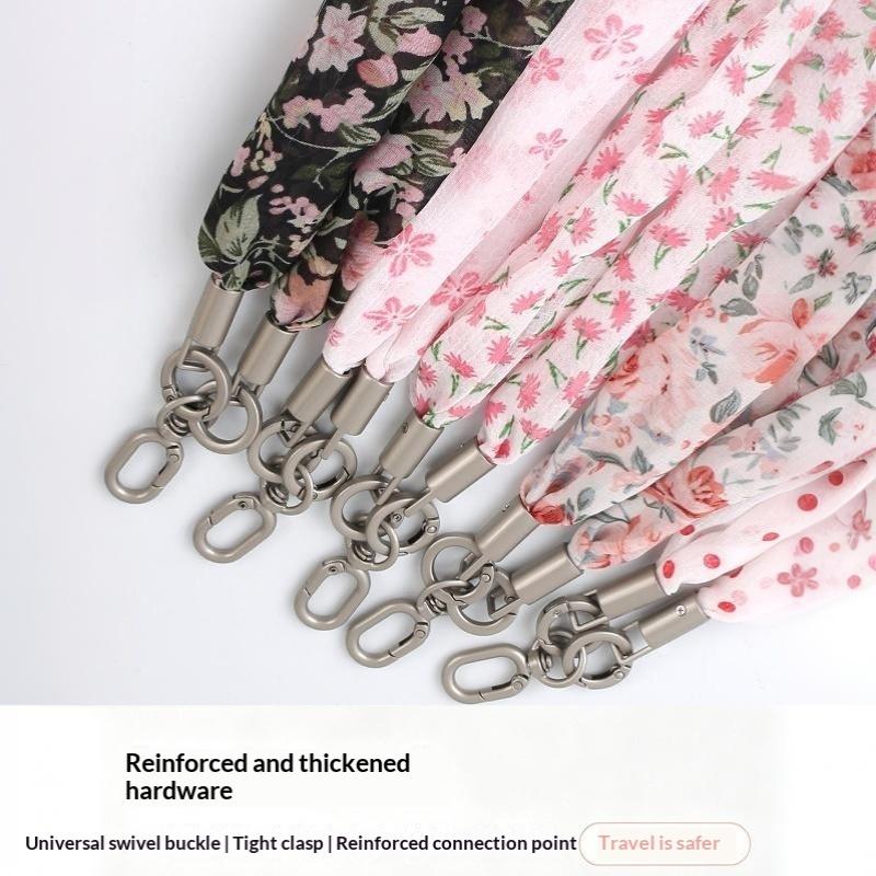 Ins Floral Phone Crossbody Strap Detachable Long Phone Case Lanyard Cute Fabric Shoulder Wrist Chain Mobile Phone Camera Pendant