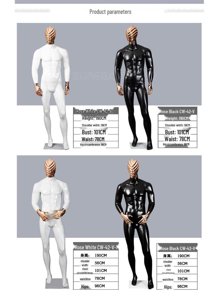 Manequim Europeu-Americano de Alta Qualidade: Preto e Branco com Face Galvanizada