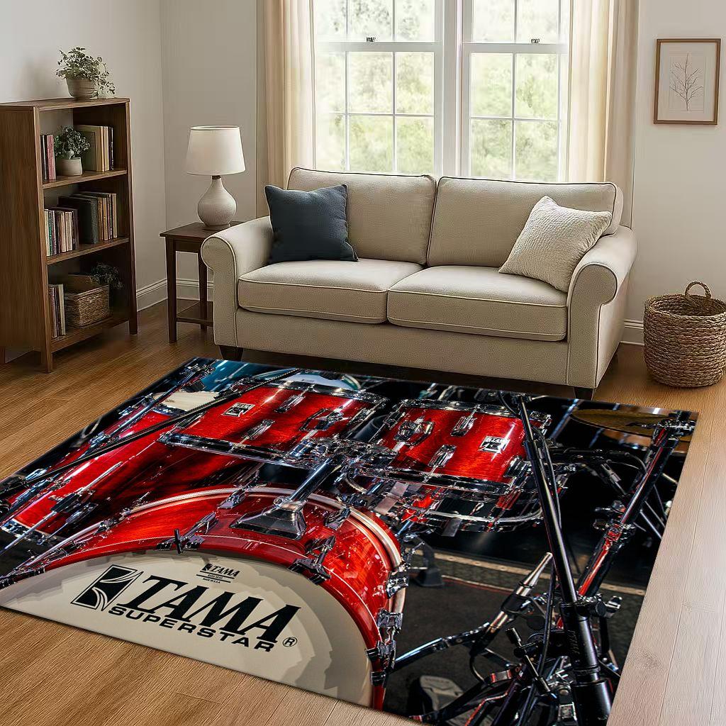 Classic Drum Kit Drum Set Rock Music Instruments Living Room Non-Slip Area Rug Carpet for Bedroom Playroom Sofa,Home Doormat