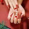 24 Stück Weihnachtskleidung Rüstung Schneeflocke Liebe Schneemann Maniküre Kurze Mandel Schleife Europäisch und Amerikanisch Lange Nagelstücke