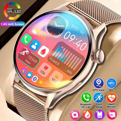 Smartwatch for Women AMOLED Screen Always Display Time NFC IP68 Waterproof Sports Call Women Smart Watch For Women Custom Dial