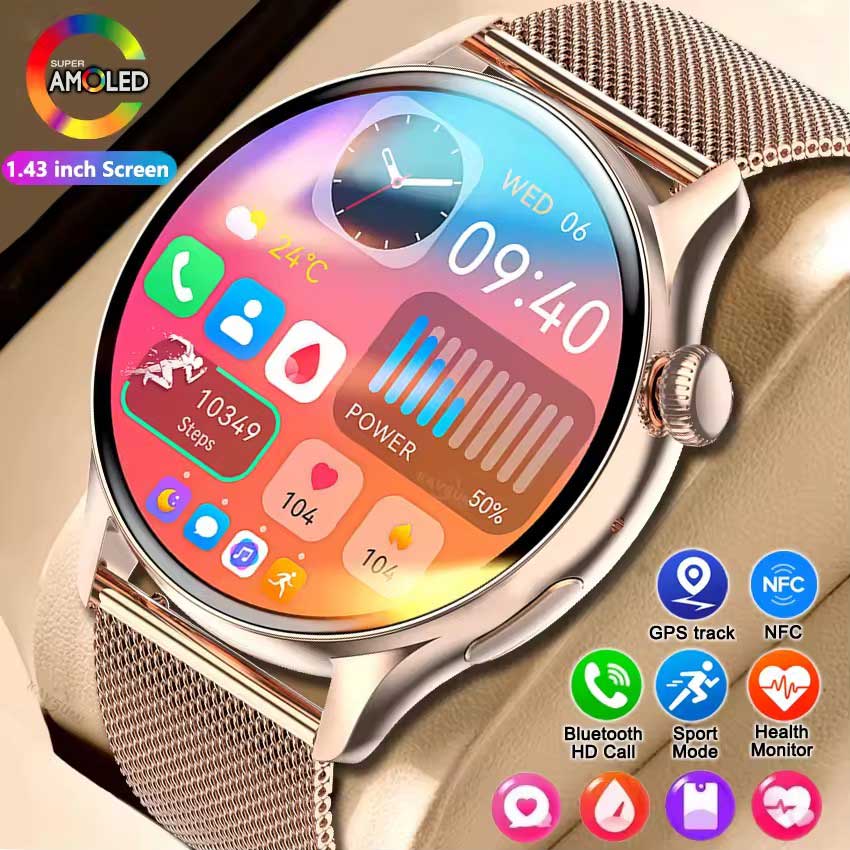 Smartwatch for Women AMOLED Screen Always Display Time NFC IP68 Waterproof Sports Call Women Smart Watch For Women Custom dial