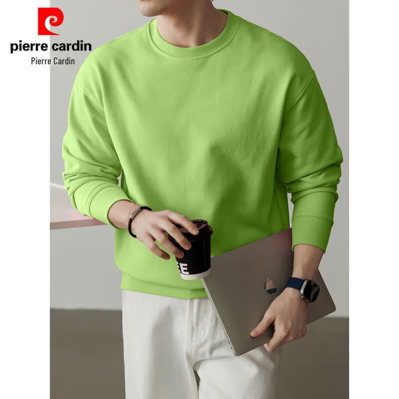 Pierre Cardin Men's 430g Heavyweight Crewneck Long Sleeve T-shirt