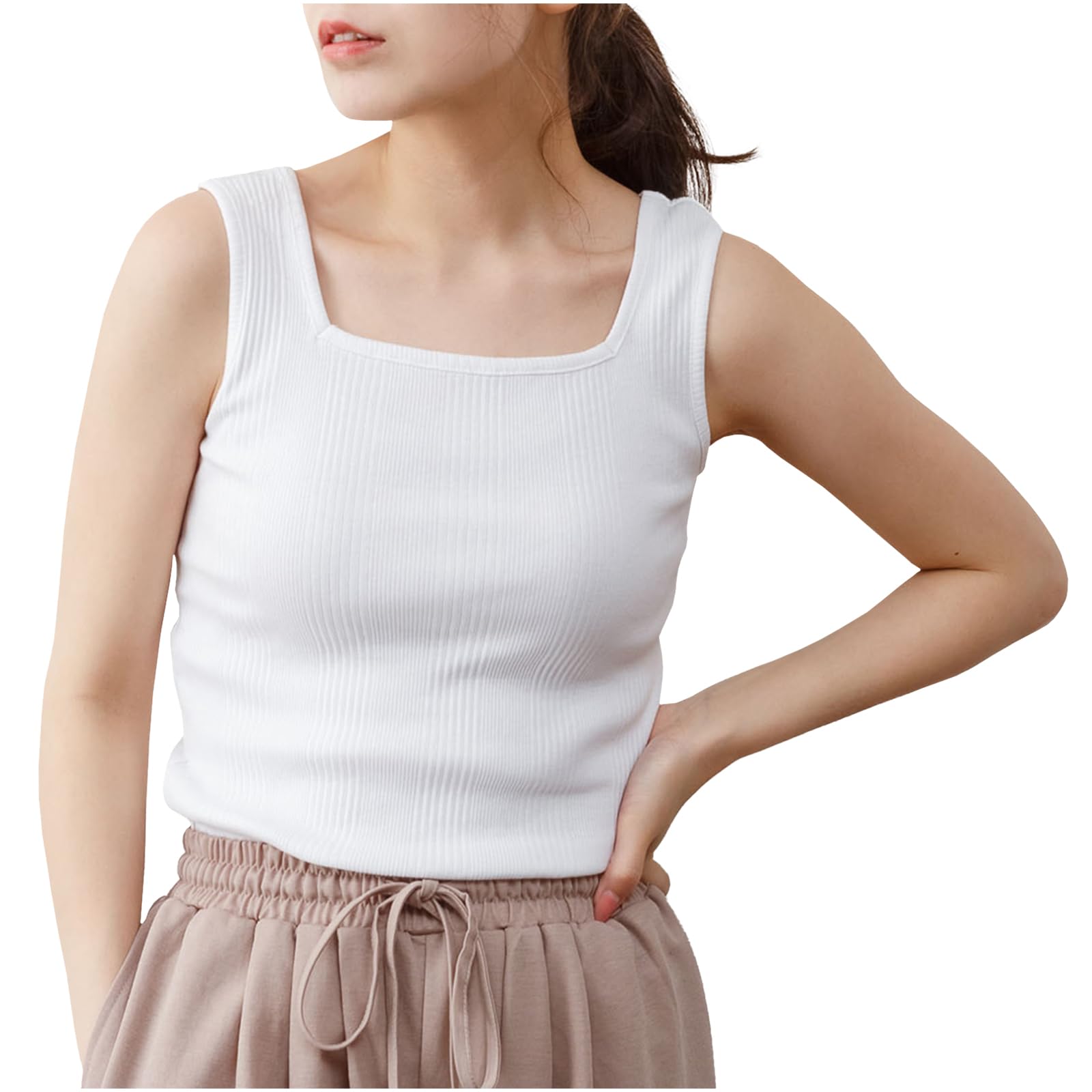 

Топ-майка женская [CROSSMABARY], Белый, Размер, Хлопок, Нижнее белье, Посадка, Стильный, Квадратный вырез, L, Спорт, Фитнес, Йога, Узор, белый