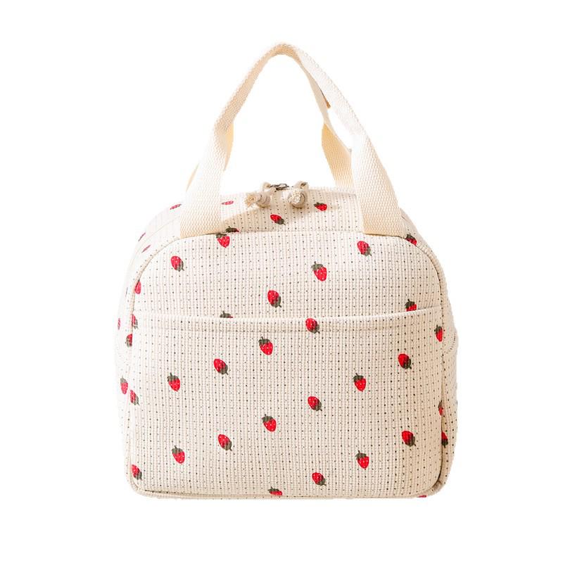 Large Capacity Insulated Corduroy Lunch Bag for Students and Office Workers