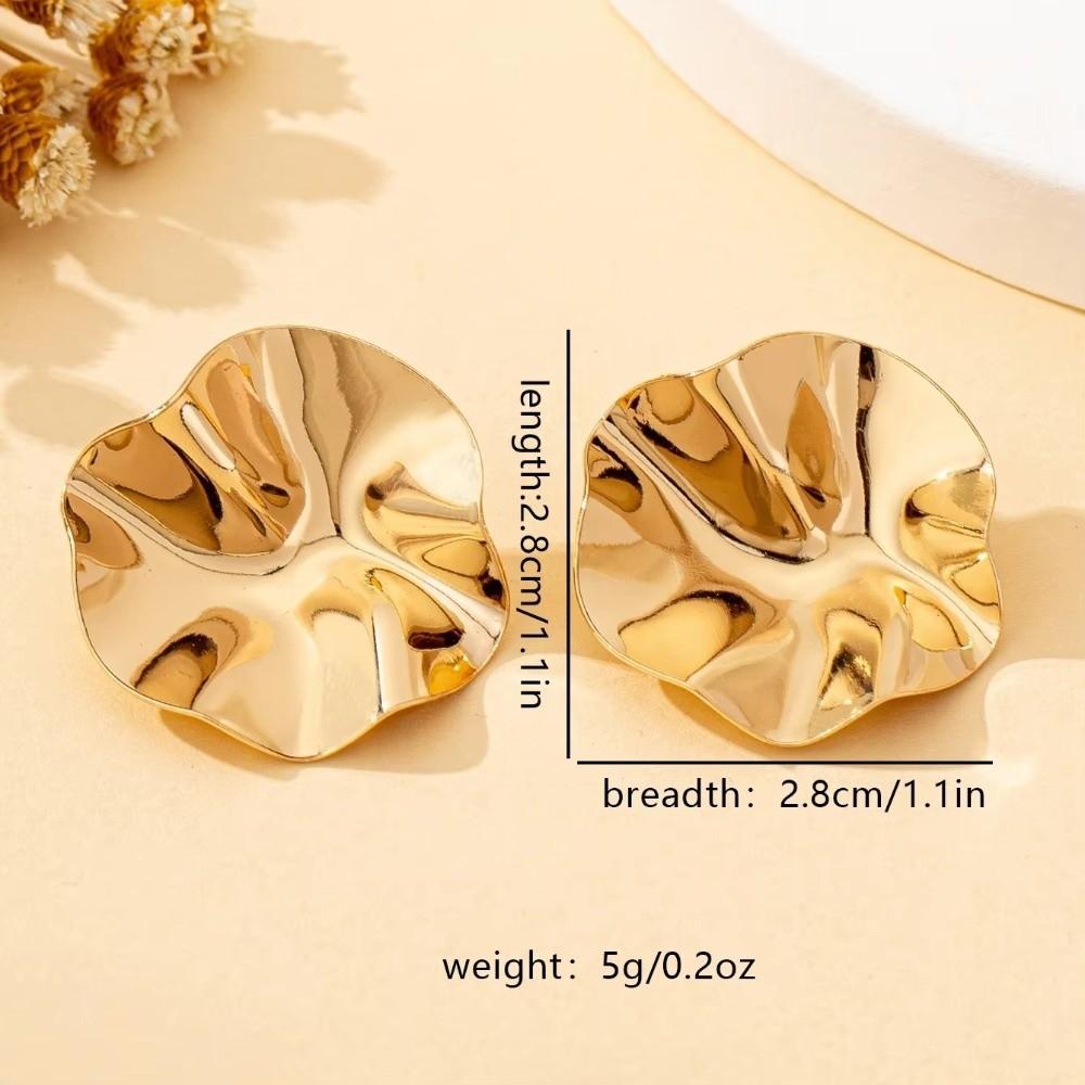 Folded Irregular Earrings Textured Surface Women's Earrings New Metal Earrings